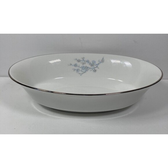 OXFORD China Twilight Dell White Silver Blue White Floral 7 x 10" Oval Bowl - Picture 2 of 5